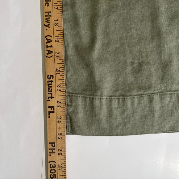 Evereve Joelle Stretch Linen Olive Wide-Leg Crop Pants - Picture 14 of 15